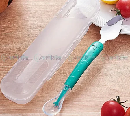 2-Way Fruit Puree Spoon For Baby Feeding - Turquoise - Image 2