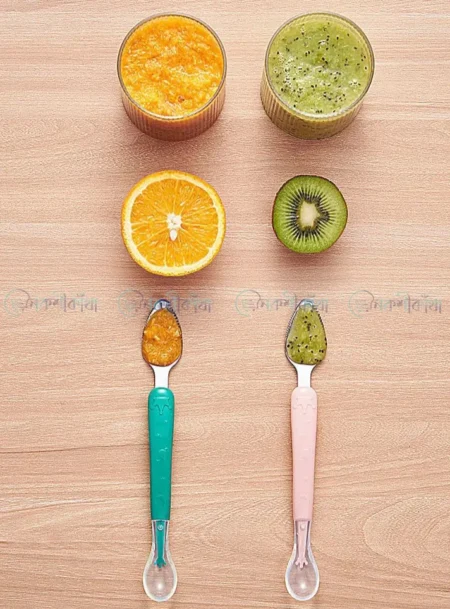 2-Way Fruit Puree Spoon For Baby Feeding - Turquoise - Image 3