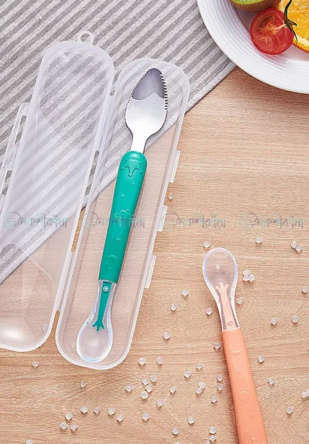 2-Way Fruit Puree Spoon For Baby Feeding - Turquoise - Image 4