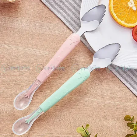 2-Way Fruit Puree Spoon For Baby Feeding - Turquoise - Image 5