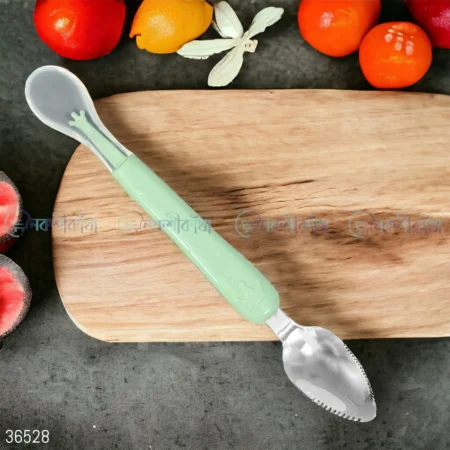 2-Way Fruit Puree Spoon For Baby Feeding - Turquoise - Image 6