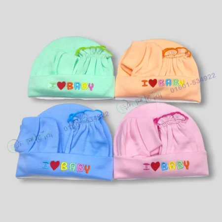 Baby Cotton Cap Mitten Booties Set - Solid Color - Image 5